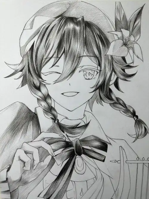 原神角色温迪绘画过程图