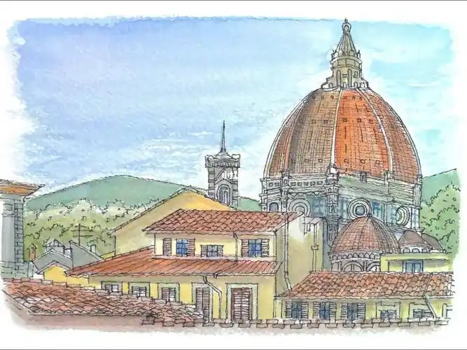 佛罗伦萨也叫"文艺复兴"啊～#钢笔淡彩 #城市速写 #水彩场景 #手绘