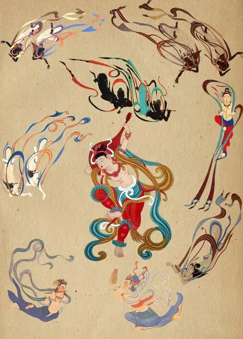 中国敦煌飞天人物psd分层素材