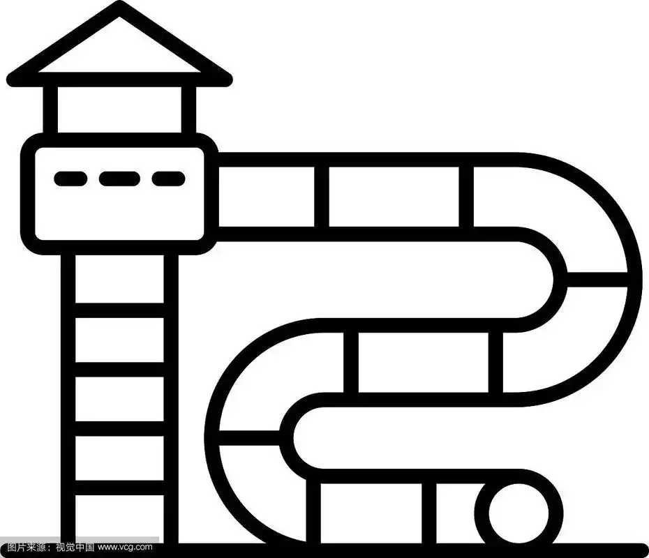 水上乐园滑梯图标轮廓风格