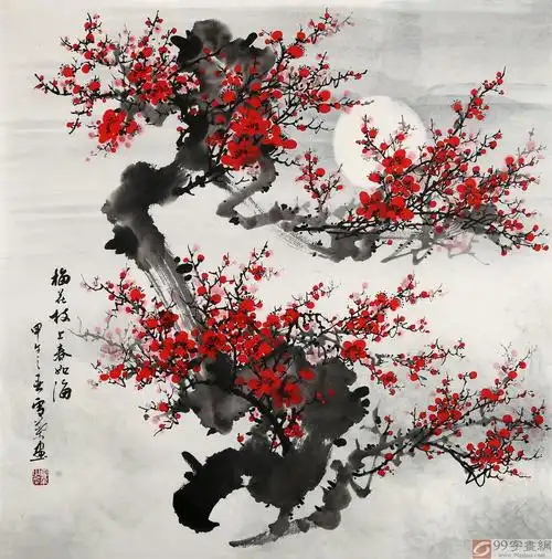 安徽美协何华贤四尺斗方《梅花枝上春如海》 - 梅花图 - 99字画网