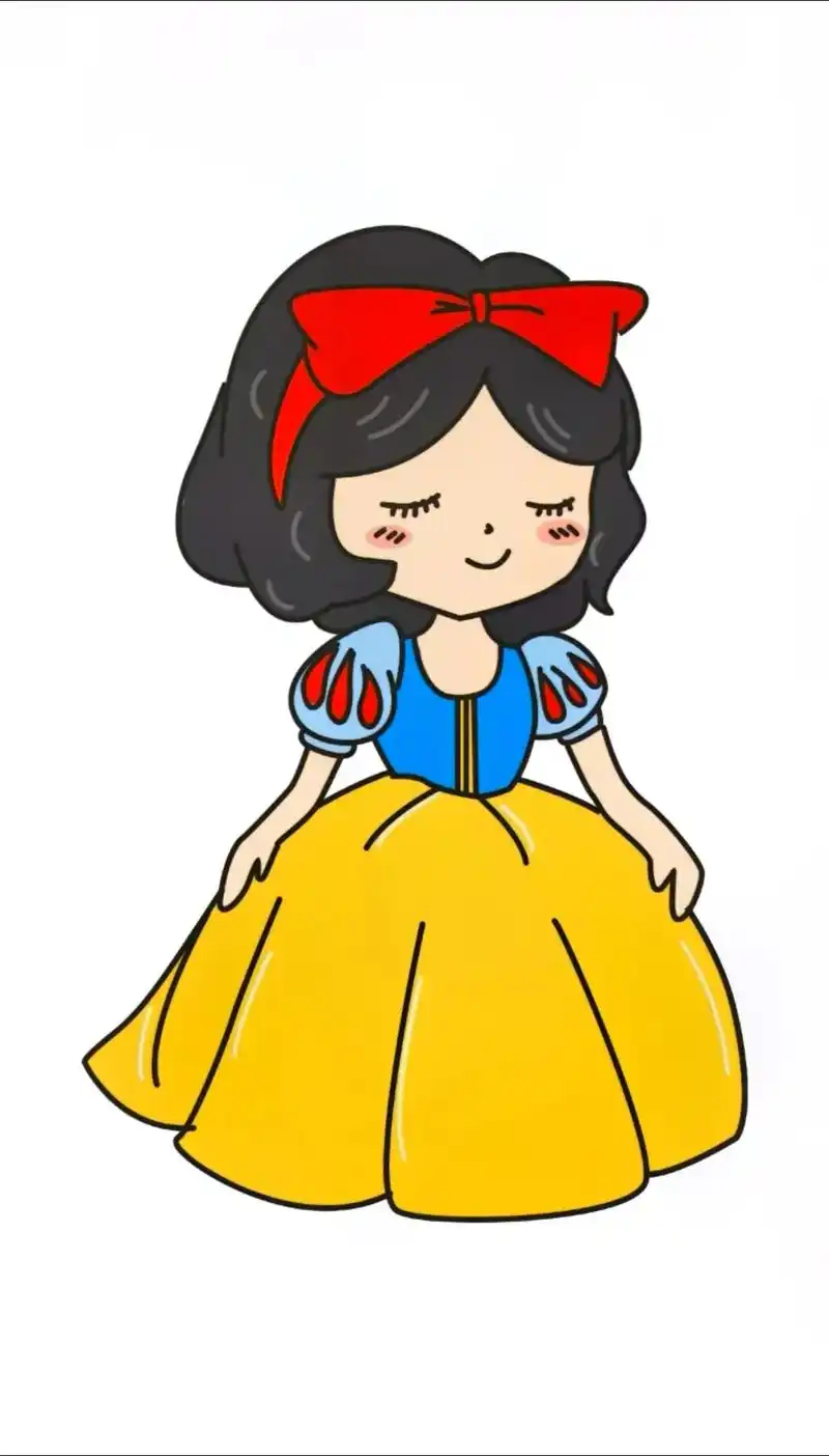 白雪公主简笔画.#简笔画 #白雪公主 #公主简笔画 #画画  - 抖音