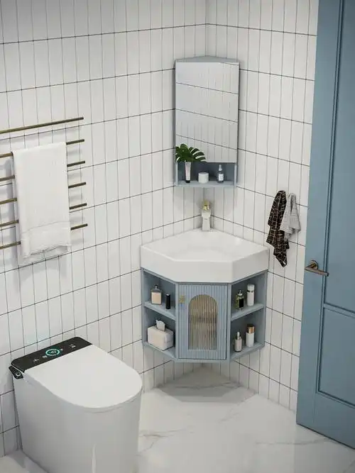 8715三角形设计浴室柜利用墙面三角弧形区域,节省空间8715大