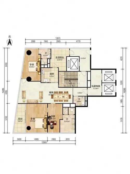 深圳湾一号2室2厅3卫209㎡南北4000万