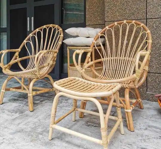 真藤特价藤编藤椅三件件套家用阳台茶几单人其它凳子