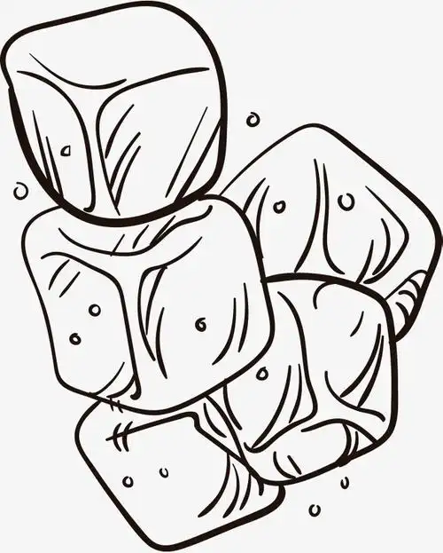 精美时尚的冰块线描矢量图