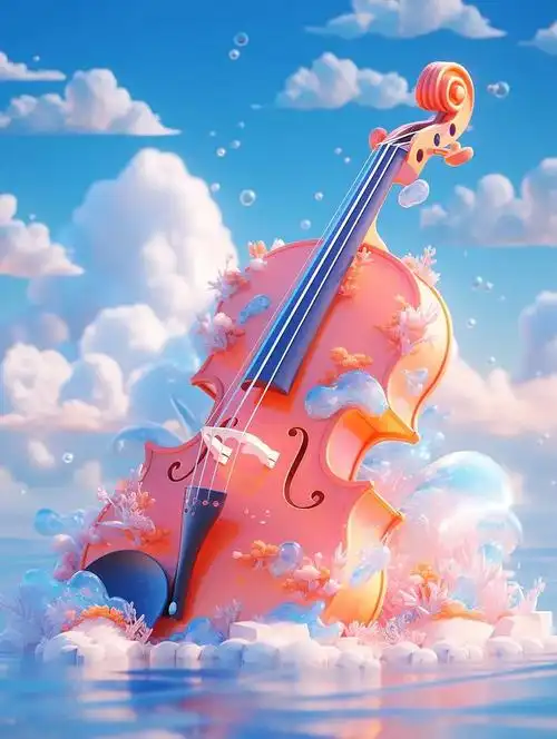 空中的小提琴| #治愈系 #蓝色治愈系 #好看的背景图 #视 - 抖音