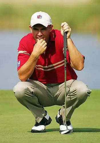 图文-林德德国名人赛第三轮 哈林顿得意的笑