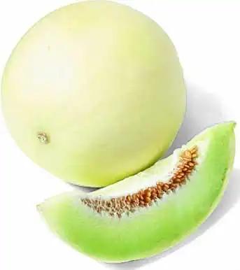 the honeydew melon is almost perfectly round with a smooth, waxy