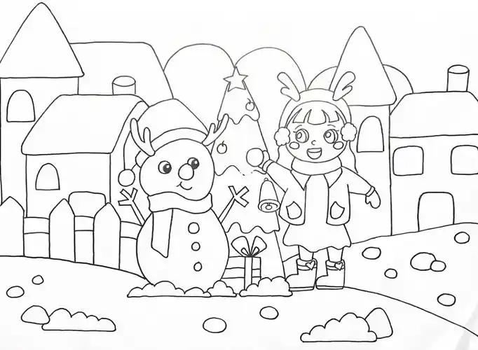 儿童简笔画冬天