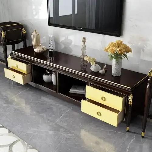 欧式电视柜客厅地柜轻奢矮柜简欧落地柜奢华美式实木储物柜家具厂