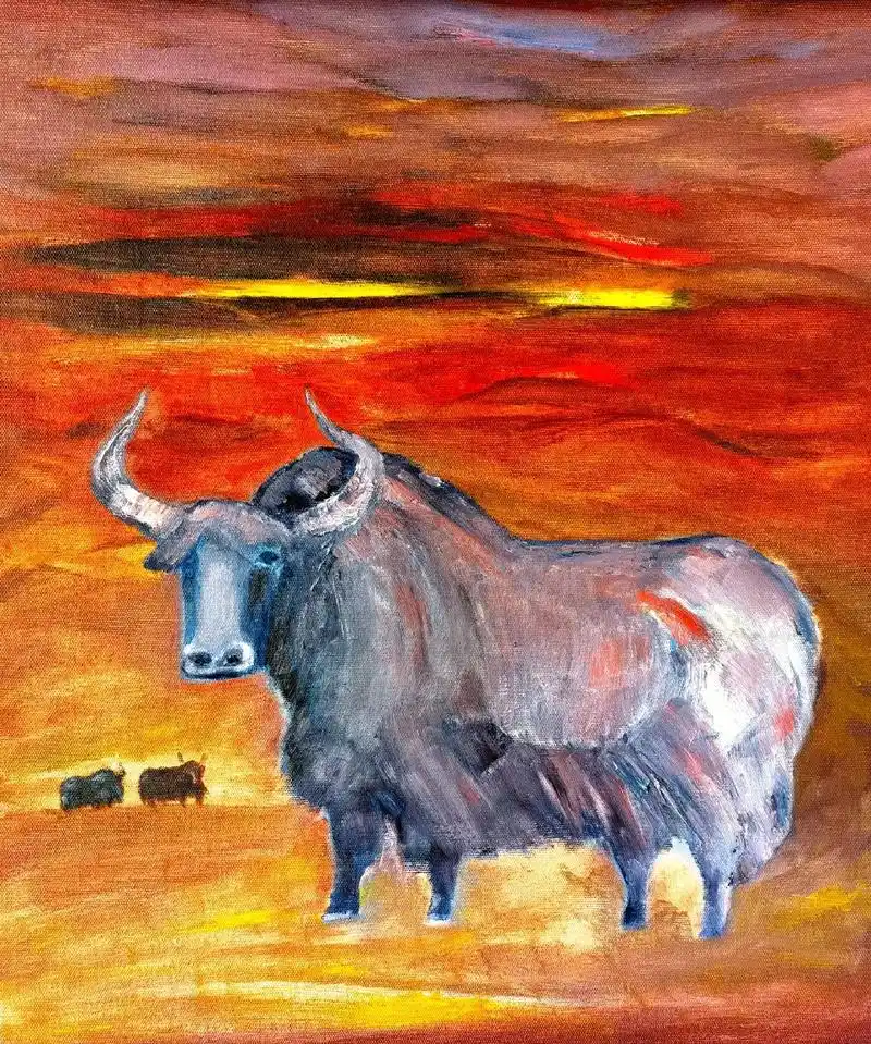 牦牛精神#西藏#雪域高原#原创油画#每天一画 #油画家 - 抖音