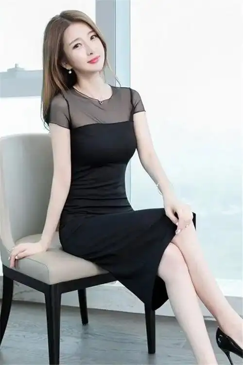 小莫甘娜夏季新款韩版时尚女装高档性感显瘦拼接修身包臀连衣裙