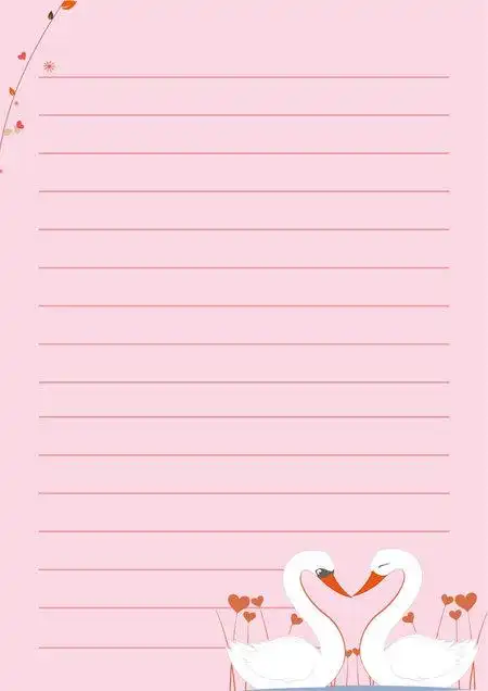 白天鹅卡通风信纸模板word版矢量背景