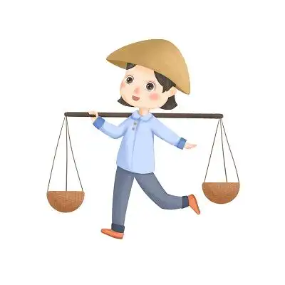 挑担子的古代农民人物素材农民元素谷雨插画节插画插画古风水彩风格