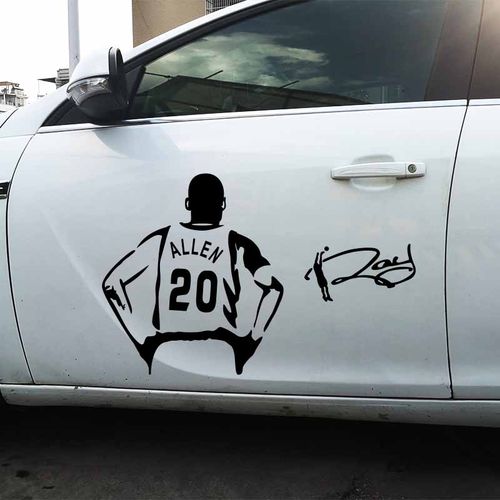 nba雷阿伦logo车贴纸汽车油箱盖车身后窗电动车反光篮球人物元素