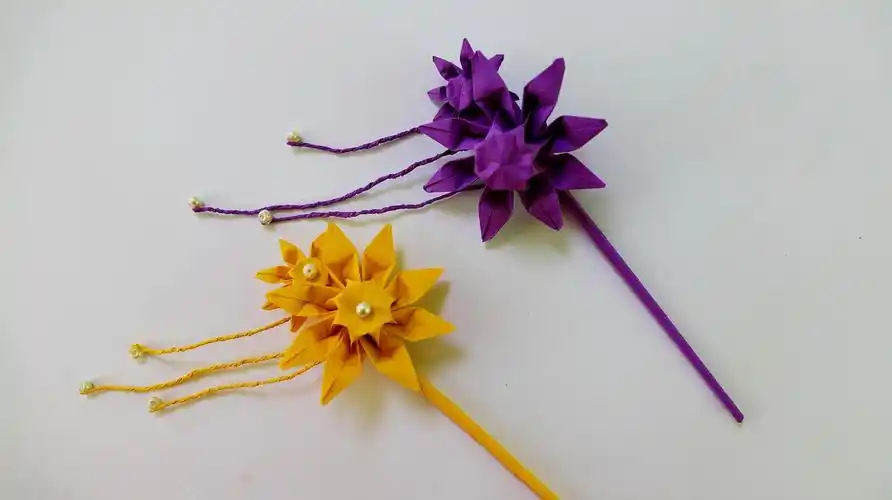 新创意手工发簪,全身都是用折纸做的,戴在头上朋友都说漂亮