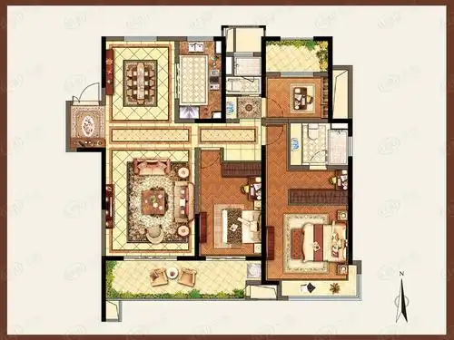 玉环新城吾悦广场三房两厅两卫户型图