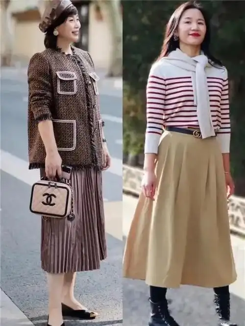 这才是中年女性秋季该有的打扮:裙过膝,不紧身不花哨,优雅得体