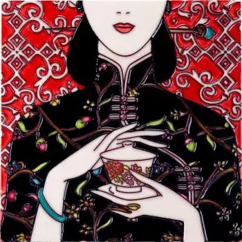 京剧脸谱 手绘瓷板画摆件挂件 中国特色礼品送老外 外事商务礼品 红底