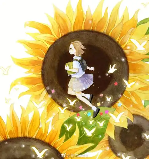 向日葵原创手绘水彩过程