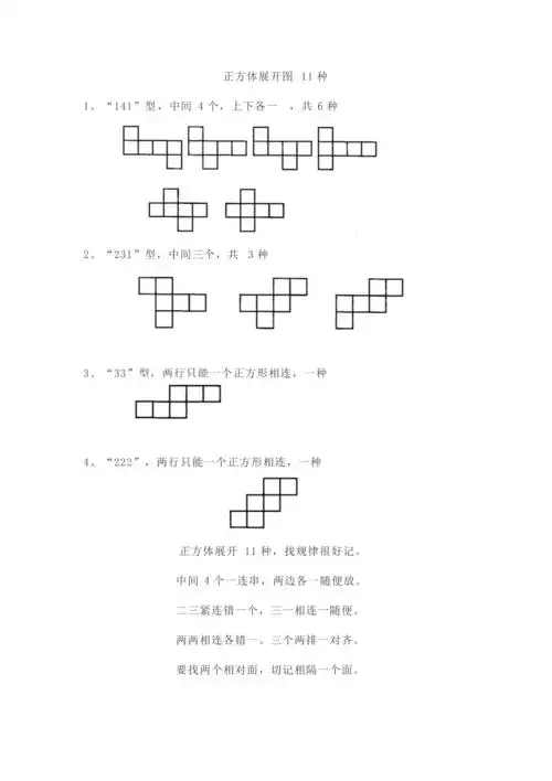 正方体展开图11种