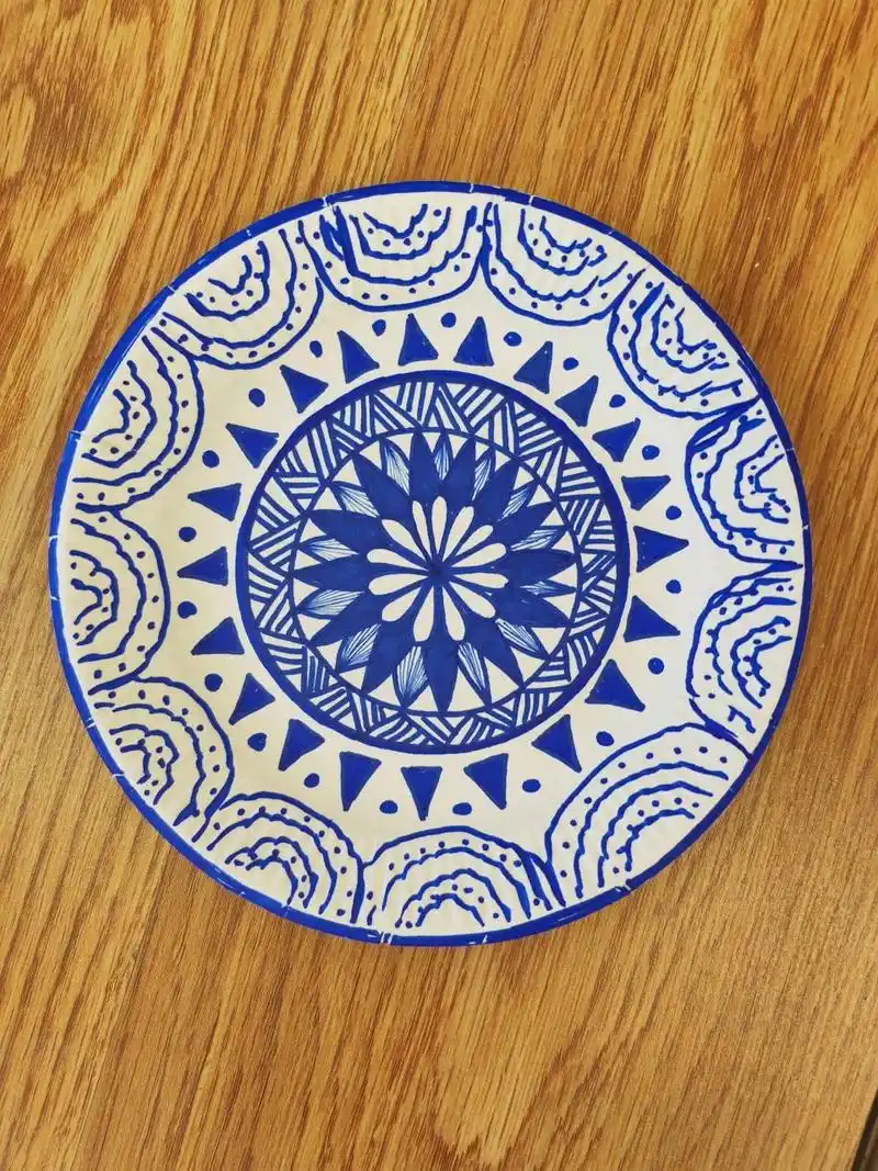 青花瓷纸盘画(一)