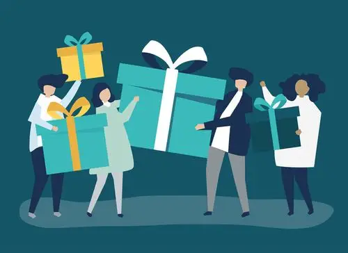 朋友们互相交换礼盒