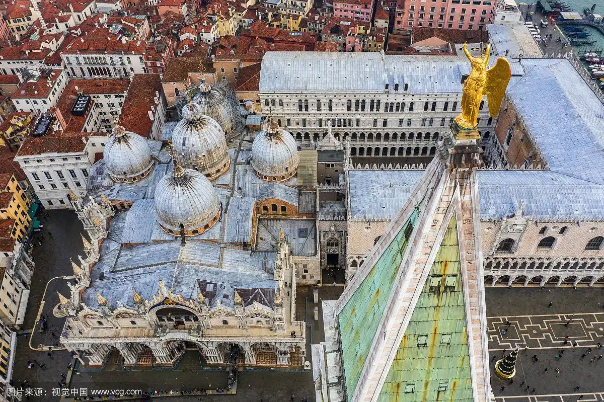 威尼斯 圣马可广场 圣马可大教堂 航拍