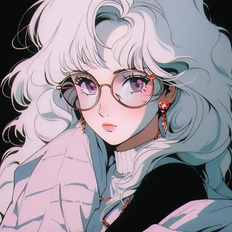 昭和感白发眼镜娘头像.梦回1990年代 #该换头像啦 #旧漫 - 抖音