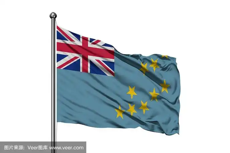 图瓦卢国旗在风中飘扬,孤立的白色背景.