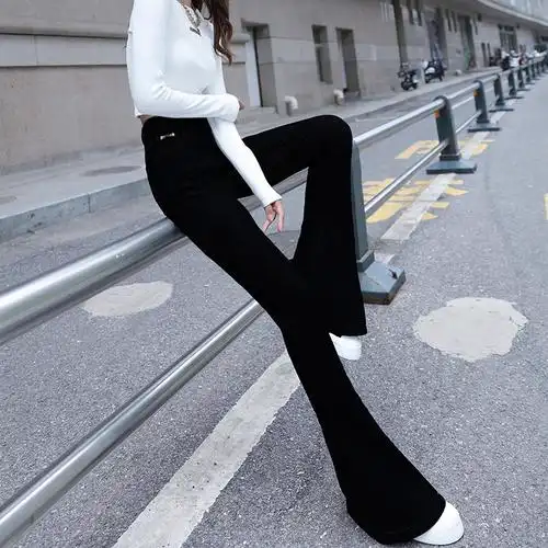 黑色喇叭裤女2021年新款