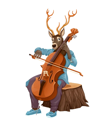 手绘卡通动物拉大提琴