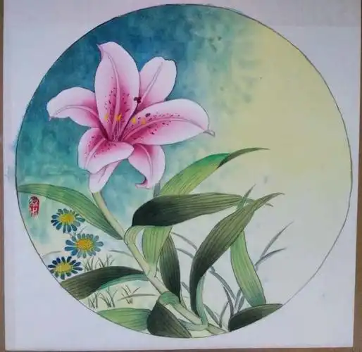 候文革工笔画～飘香百合(2)