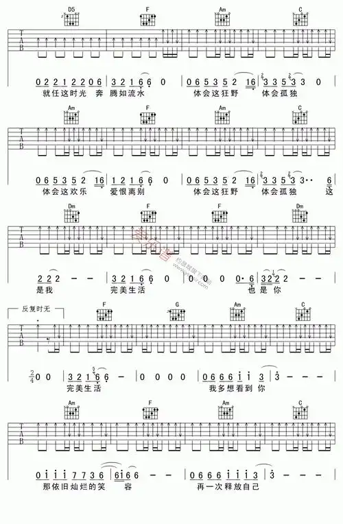 许巍许巍完美生活吉他谱