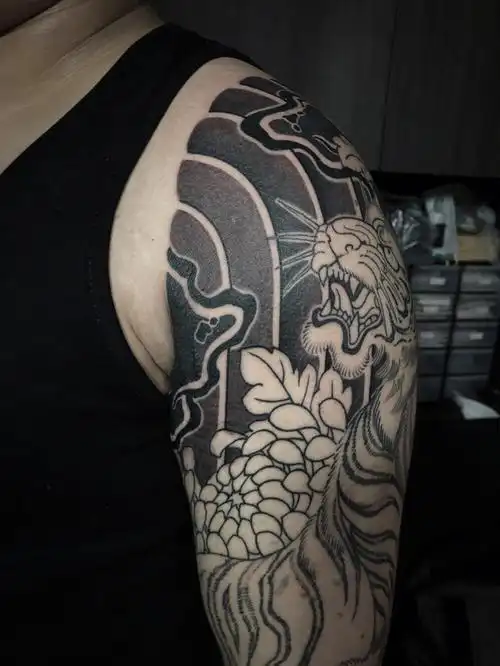 老虎纹身  #霞浦  #花臂纹身  #日式老传统纹身