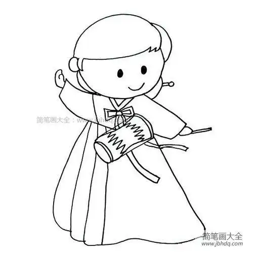 简笔画步骤图朝鲜族服饰简笔画简笔画朝鲜小女孩韩国女孩服饰简笔画