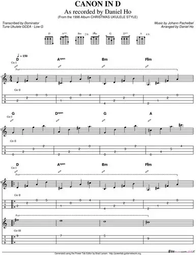 《卡农》d调--ukulele指弹谱--【迷你尤】