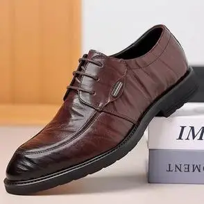 头层羊皮正装男2024新款商务高级感英伦真皮德比尖头休闲男鞋皮鞋