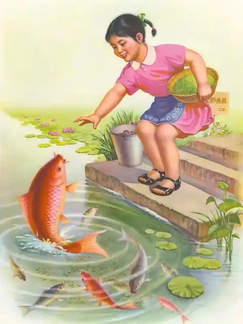 老照片-70年代复古手绘年画