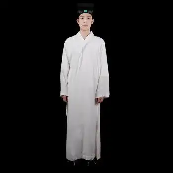 道袍白色竹节麻长袍道教服装道士长衫道服道装道衣大领道服法袍 身高
