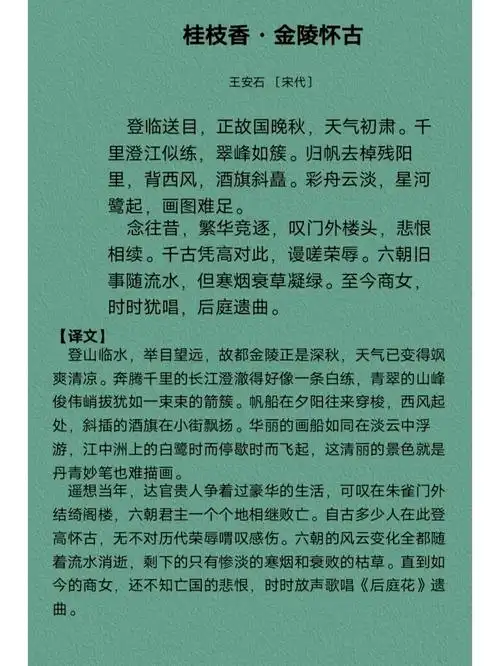 关于秋天的诗词43桂枝香金陵怀古