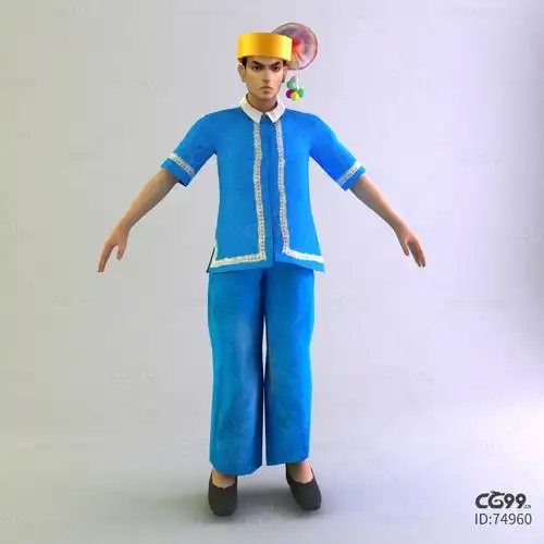 布朗族男士服装少数民族模型男人