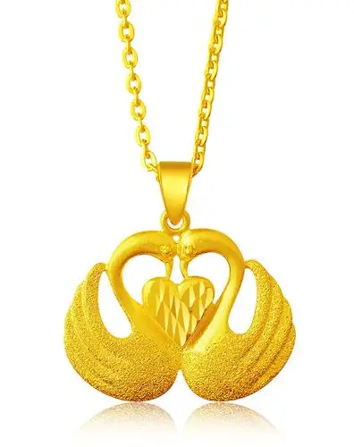 老庙黄金饰品专场-千足金挂件喷砂天鹅(3.6克)