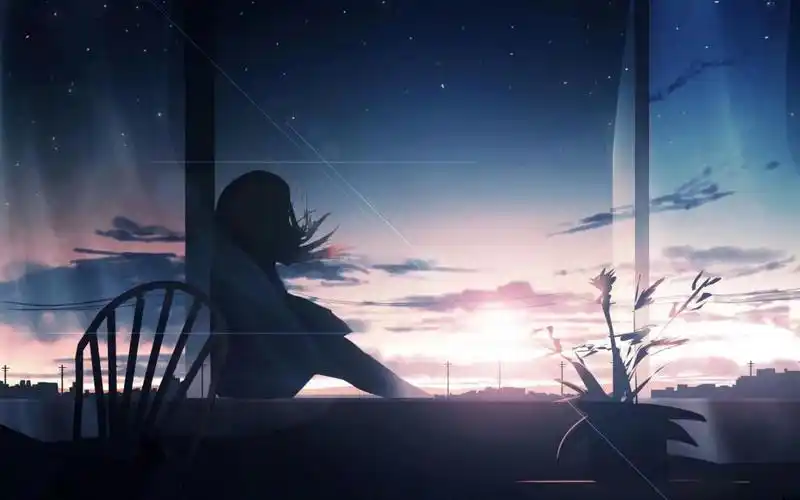 动漫世界中的孤独背影