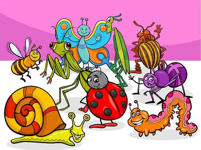 卡通昆虫或昆虫着色书