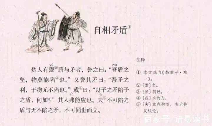 古诗文学习055:五年级下册,文言文《自相矛盾》