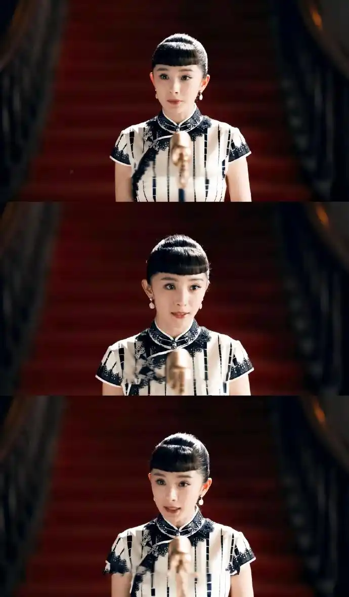 杨幂齐刘海这个扮相真的好民国,再搭上小旗袍,那个感觉一下就出来了.