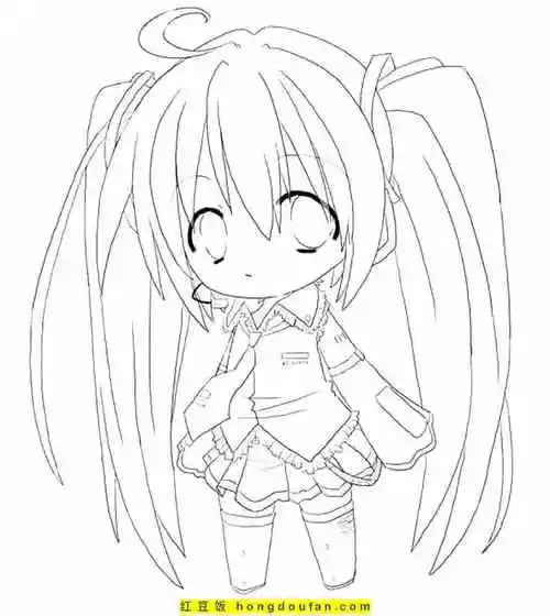 12张小小的可爱q版小公主卡通涂色图片免费下载-红豆饭小学生简笔画