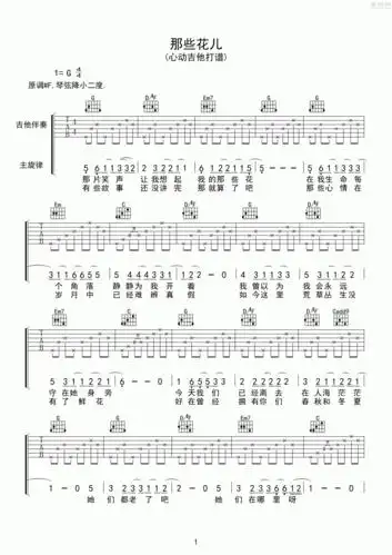 朴树- 那些花儿 [弹唱] 吉他谱